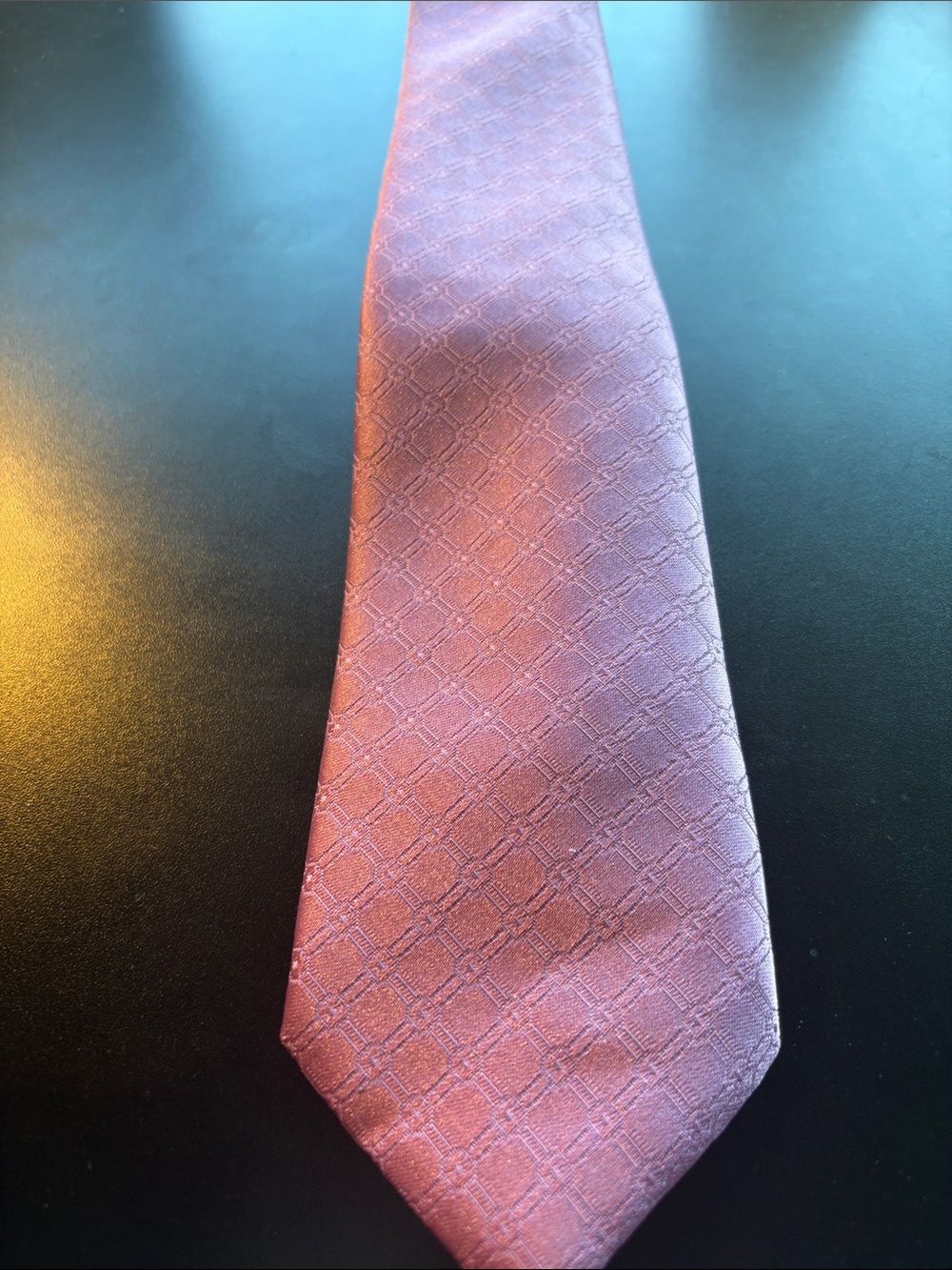 Wembley Pink Geometric Silk-Effect Men's Tie